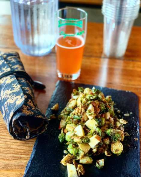 Pen roll, beer and brussels sprouts
